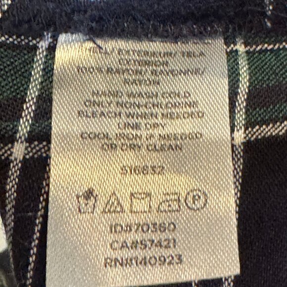 LOFT Green & Navy Blue Plaid Blouse Size Small - Picture 7 of 11